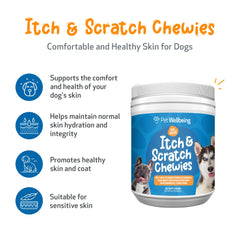 Pet Wellbeing Itch & Scratch Chewies: fórmula veterinaria para la piel canina