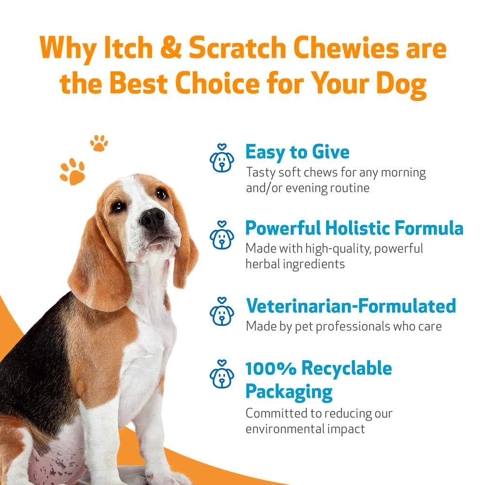 Pet Wellbeing Itch & Scratch Chewies: textura blanda para masticar cómodamente