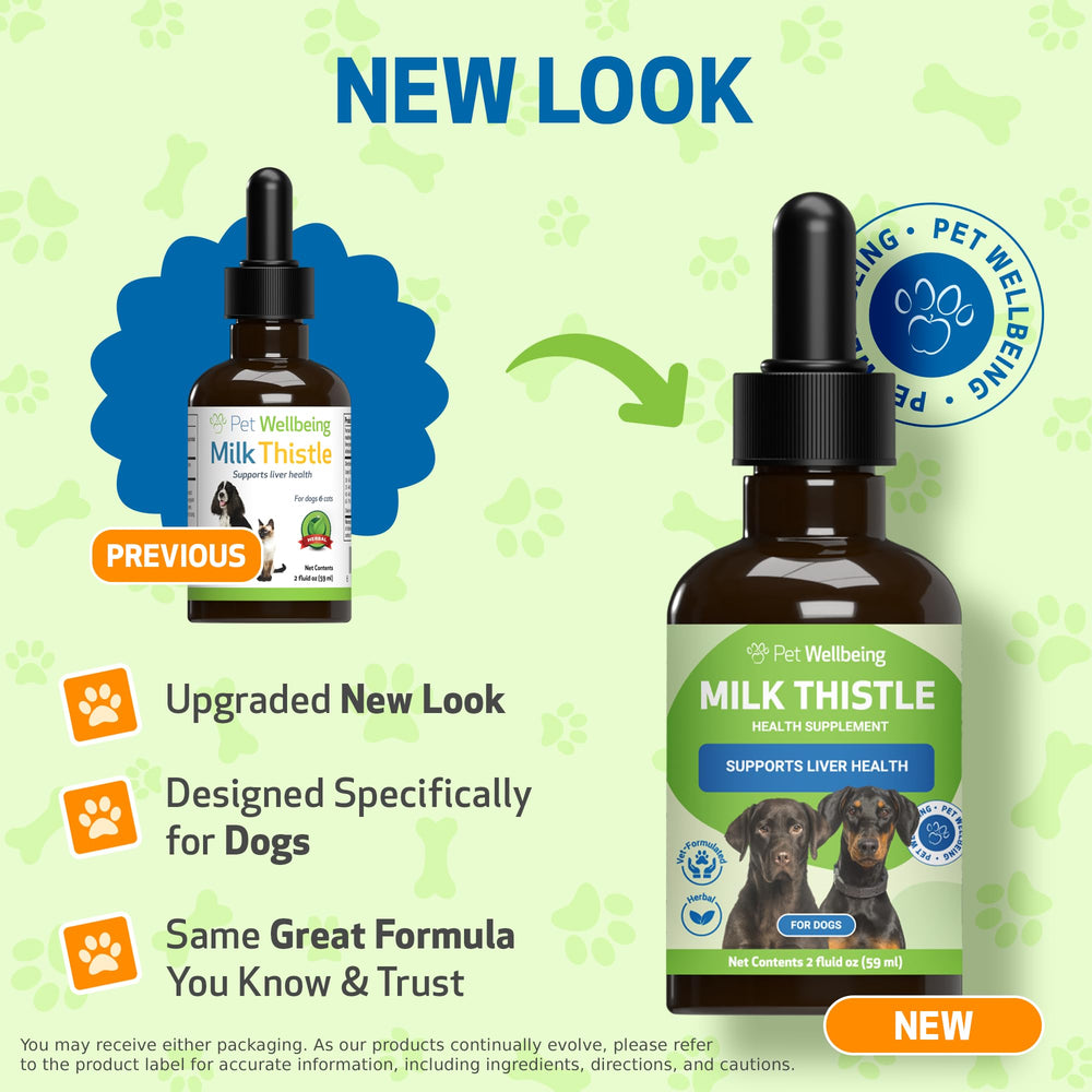 Pet Wellbeing Milk Thistle para perros, presentación de 2 onzas — formato líquido cómodo