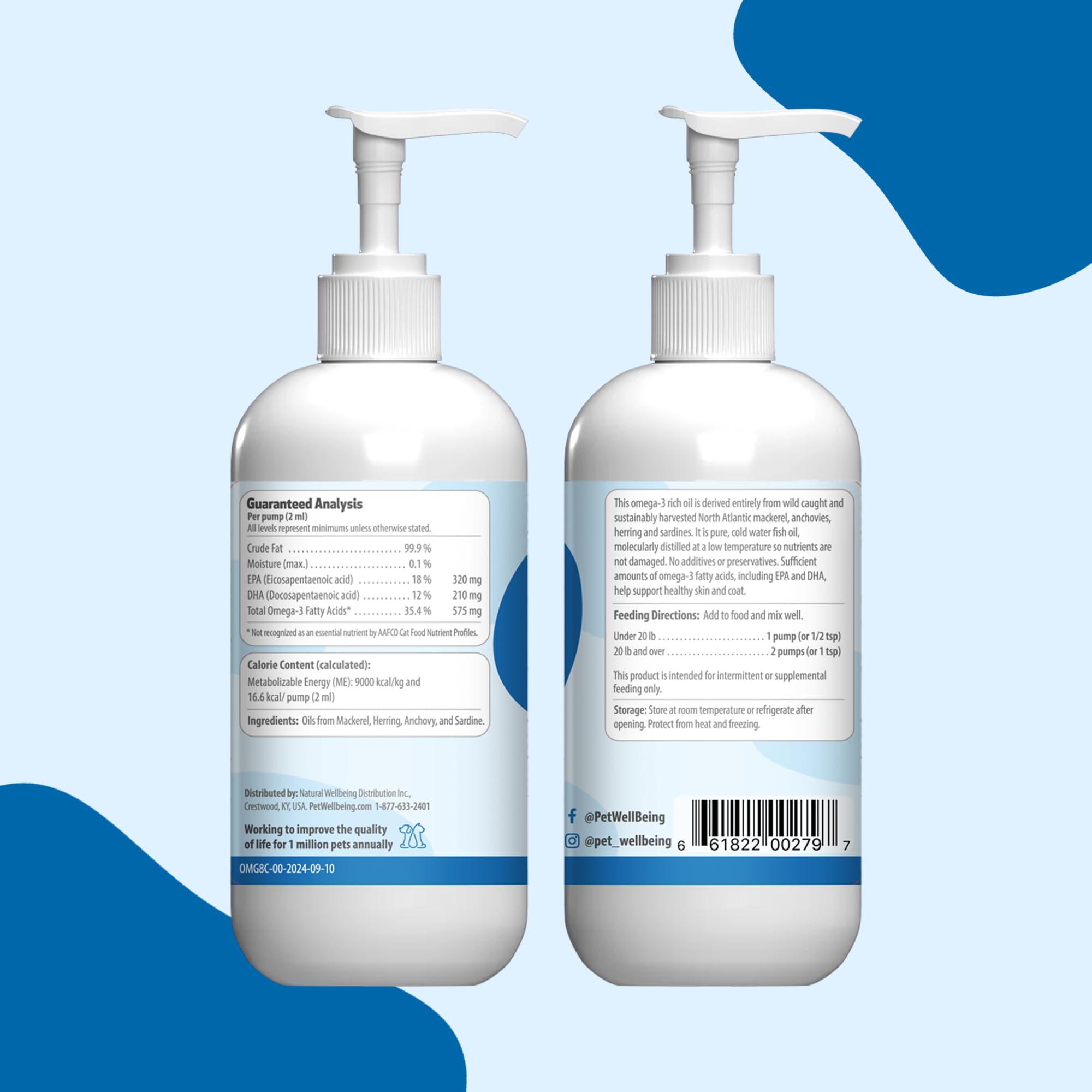 Pet Wellbeing Omega-3 fuente natural de EPA y DHA.
