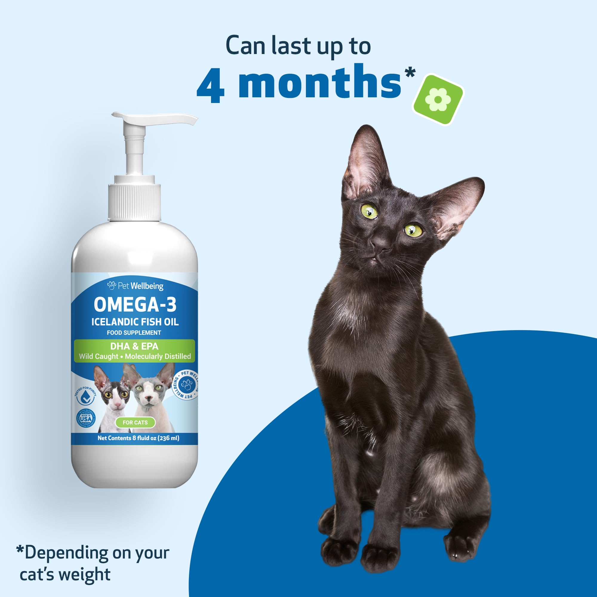 Pet Wellbeing Omega-3 uso diario fácil de incorporar en la dieta.