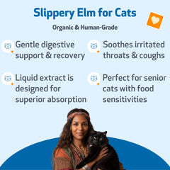 Pet Wellbeing Slippery Elm, etiqueta-organica, producto natural para gatos.