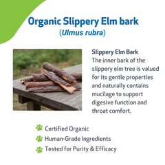 Pet Wellbeing Slippery Elm, textura mucilaginosa que recubre y protege.