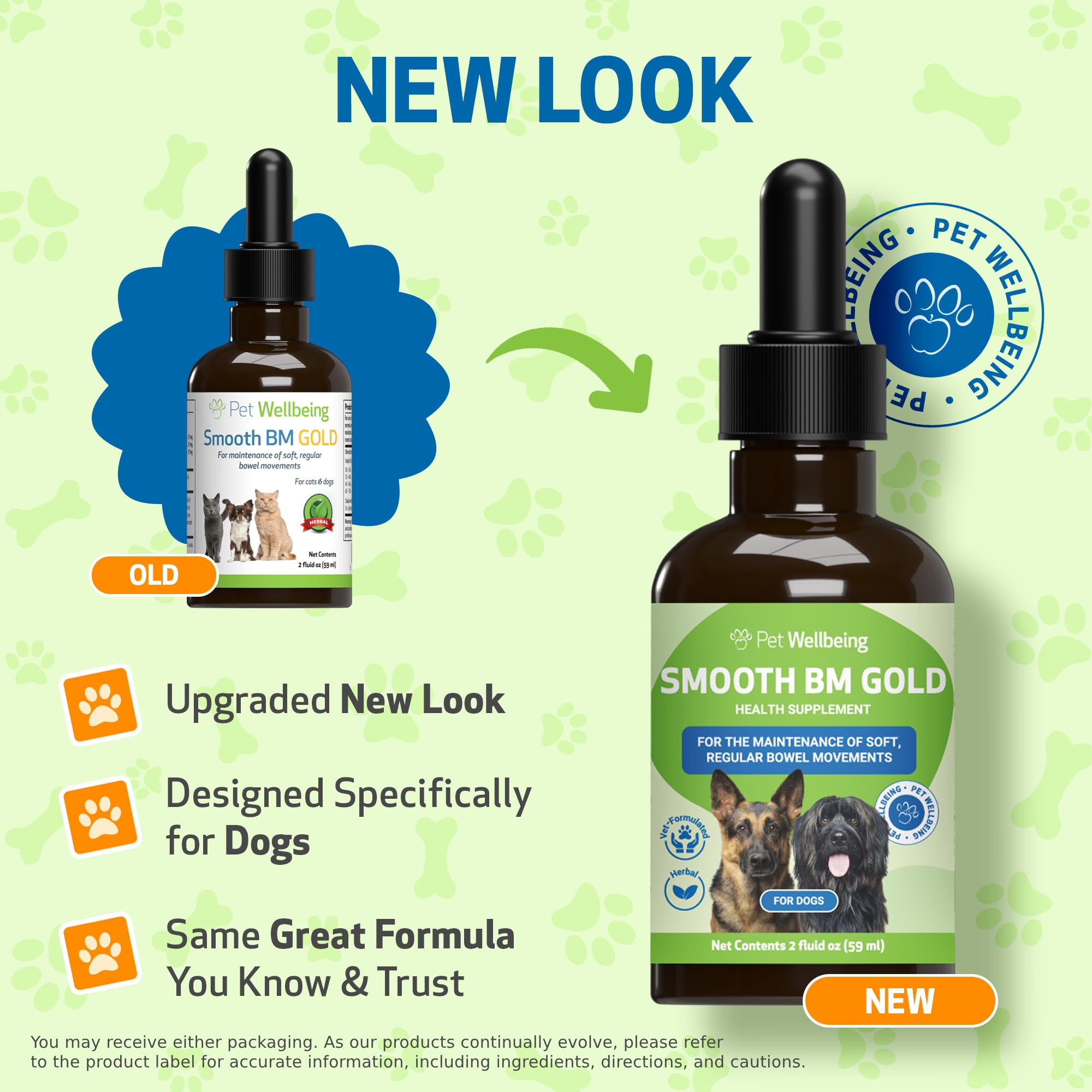 Pet Wellbeing Smooth BM Gold, mezcla-herbal para apoyar la digestión suave.