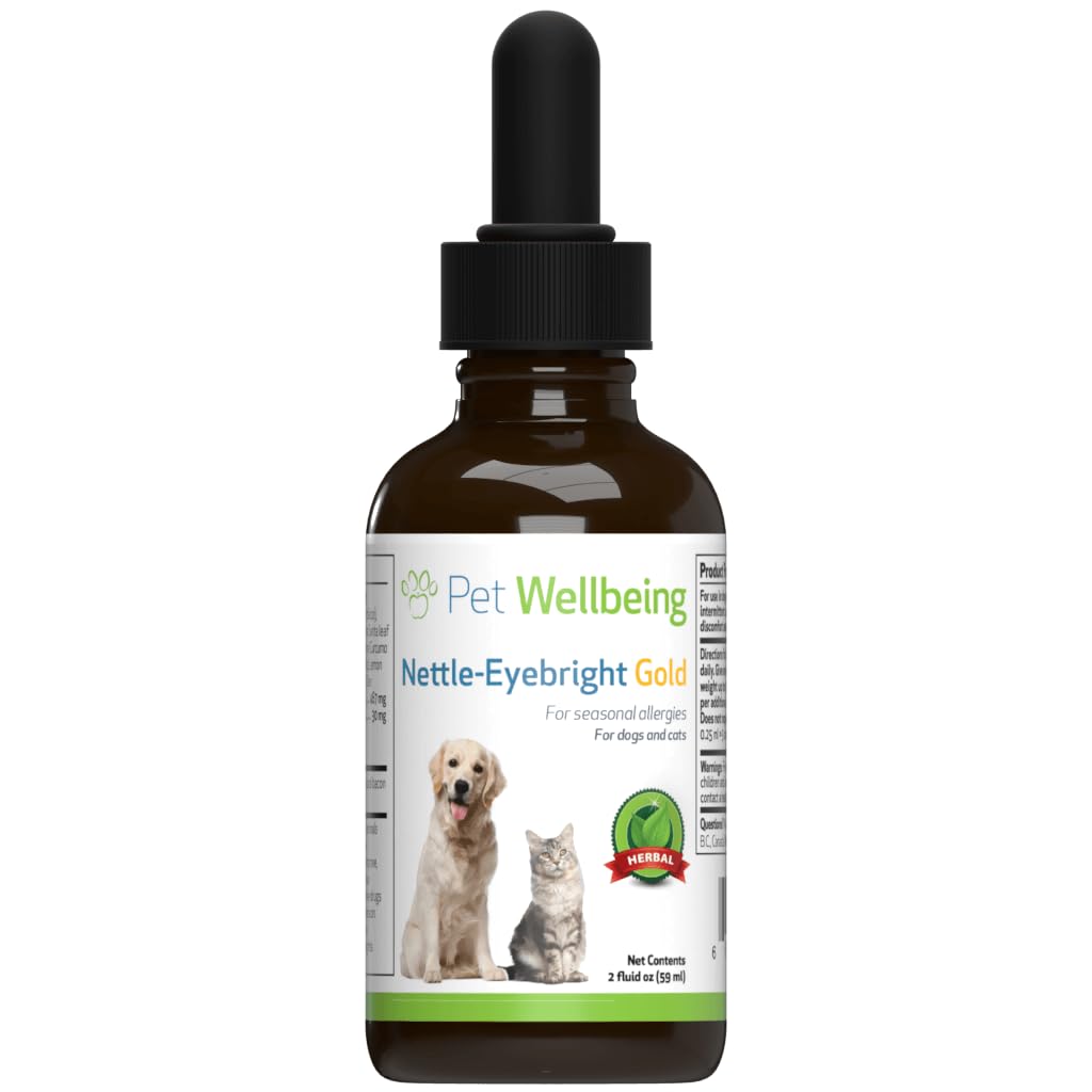 Pet Wellbeing Sneeze Ease: botella de 2 oz para apoyar la comodidad estacional de perros.