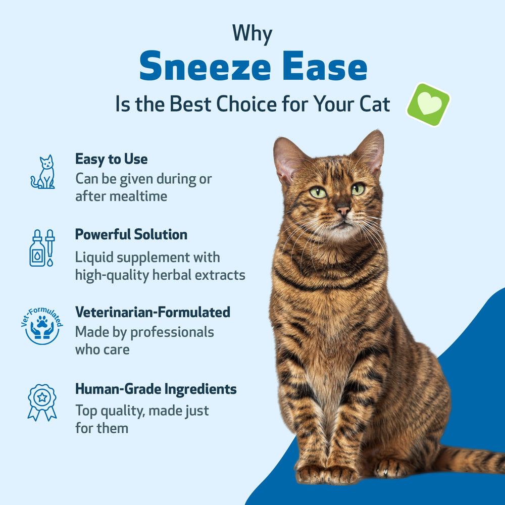 Pet Wellbeing Sneeze Ease, dosis en gotas para facilitar la administración diaria.