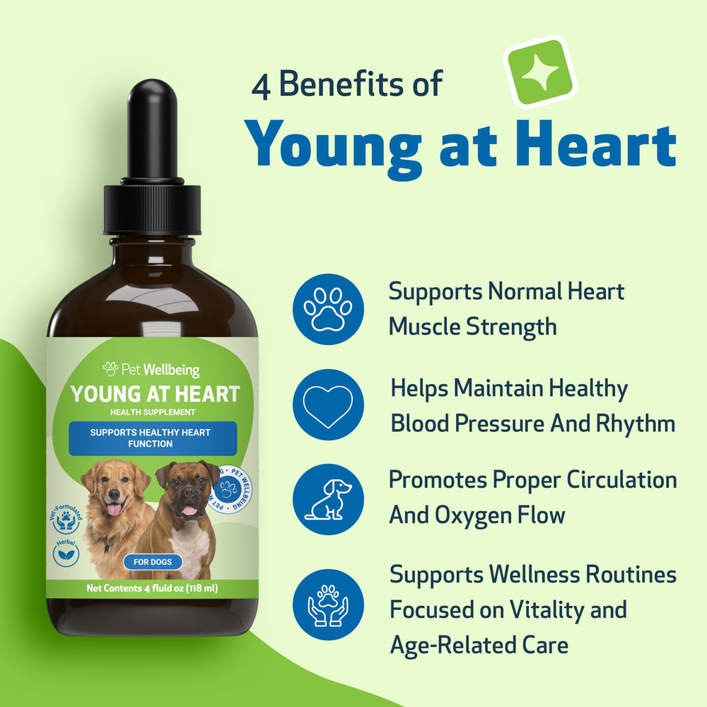 Pet Wellbeing Young at Heart, gotas medidas para dosificación constante y conveniente.