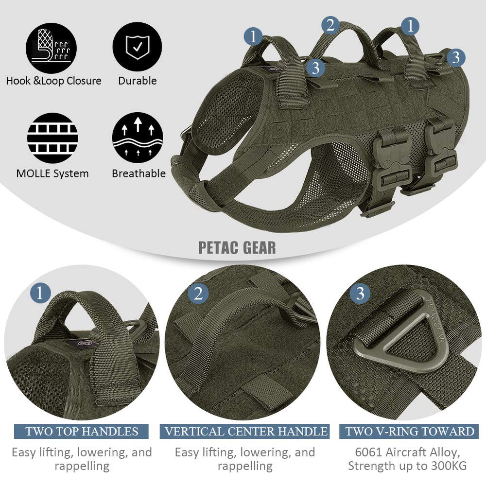 PETAC GEAR arnés con almohadilla pecho, distribución de peso durante rastreo