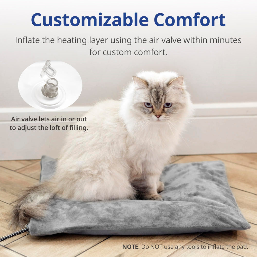 Petace cama-gato-valvula-aire-ajuste: voz de confort con altura de relleno ajustable.