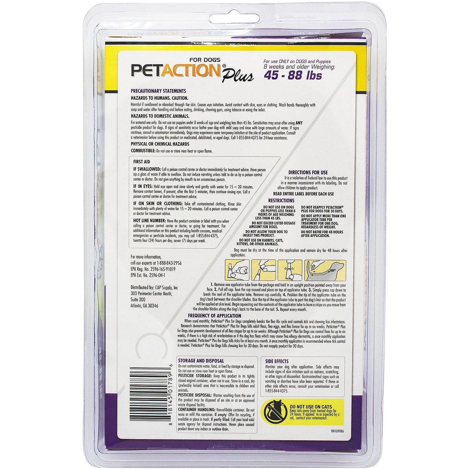 Pet Action Plus para perros, aplicación en pelaje, ideal para prevenir pulgas y huevos