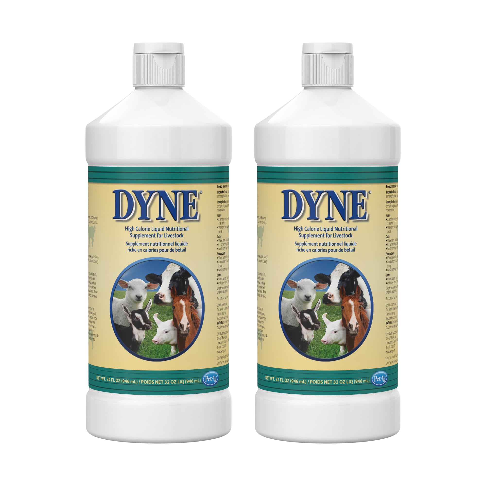 PetAg Dyne en botella de 32 oz para aporte calórico en ganado