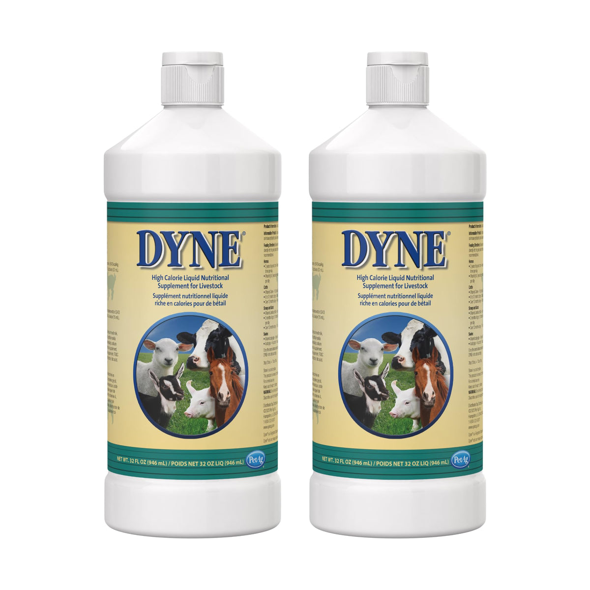 PetAg Dyne en botella de 32 oz para aporte calórico en ganado