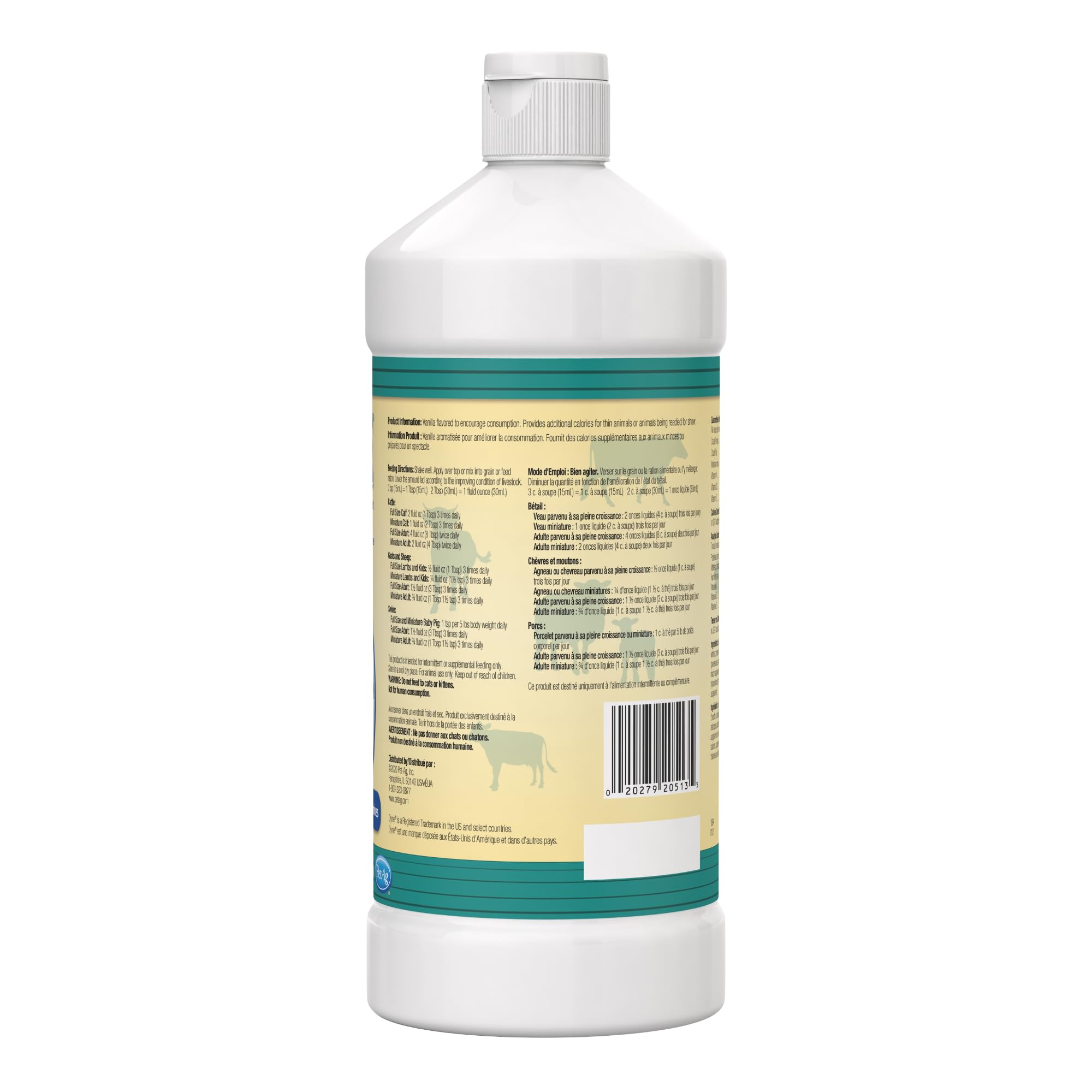PetAg Dyne envase de 32 oz, suplemento práctico para ganado con bajo peso