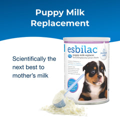 Esbilac con prebióticos y probióticos, polvo para cachorros, favorece una nutrición equilibrada.