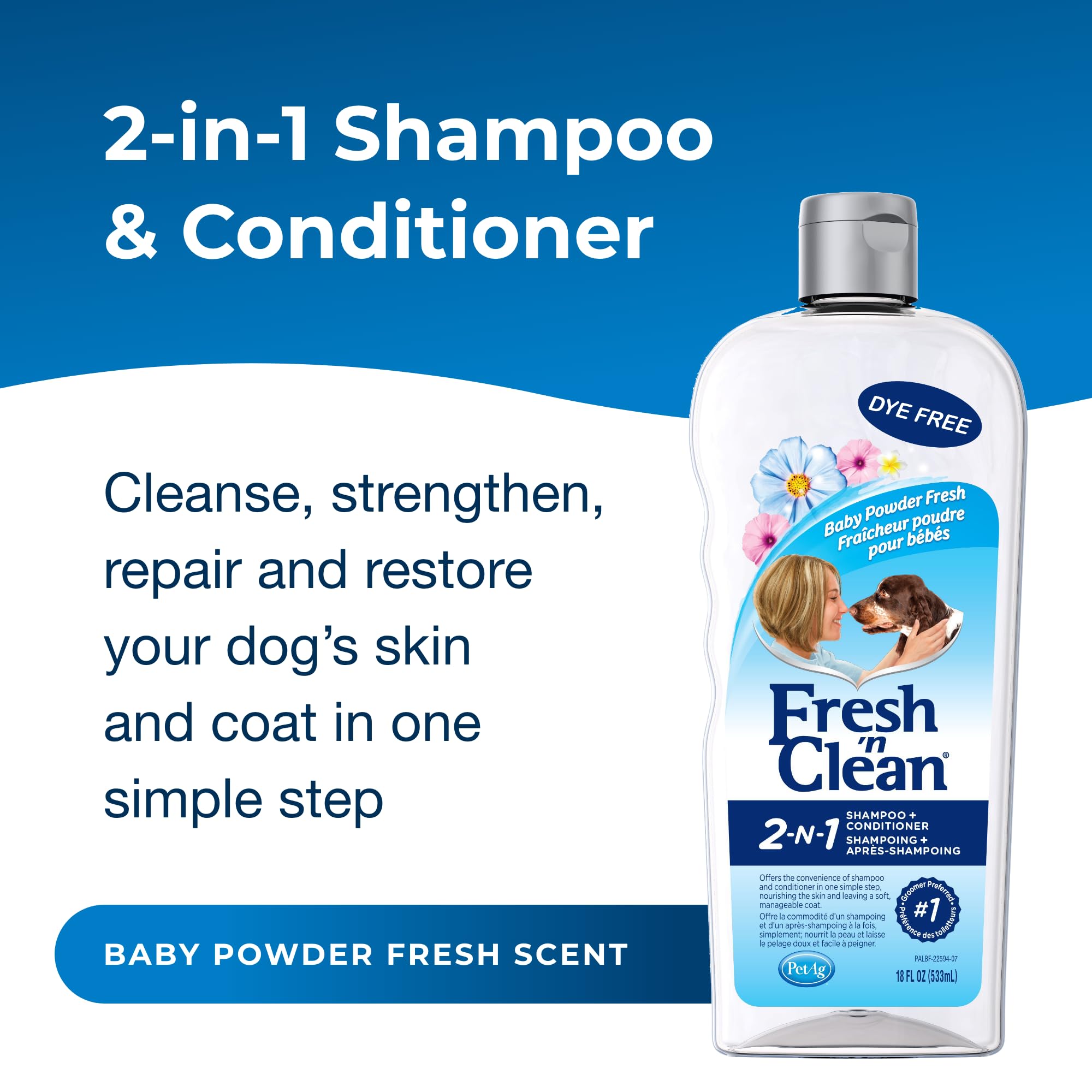 PetAg Fresh ’n Clean 2-N-1, penetración en la fibra del pelo, pelaje más fuerte.