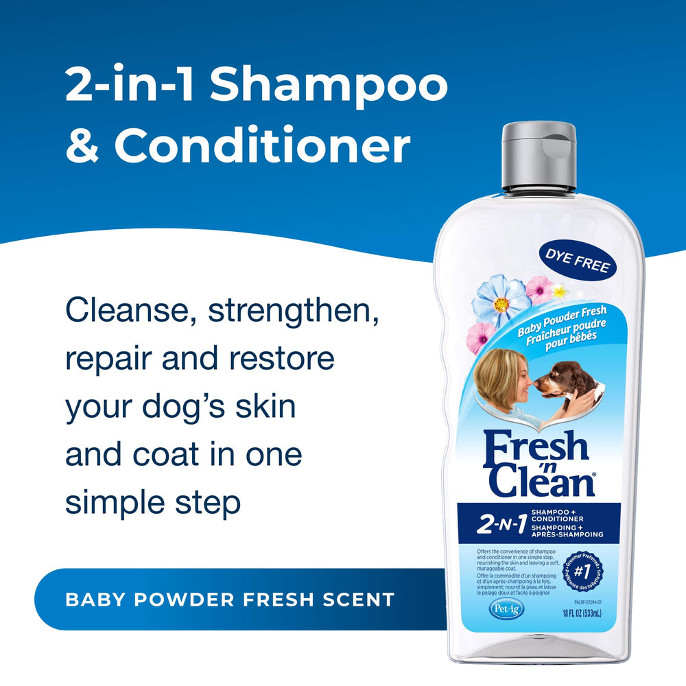 PetAg Fresh ’n Clean 2-N-1, penetración en la fibra del pelo, pelaje más fuerte.