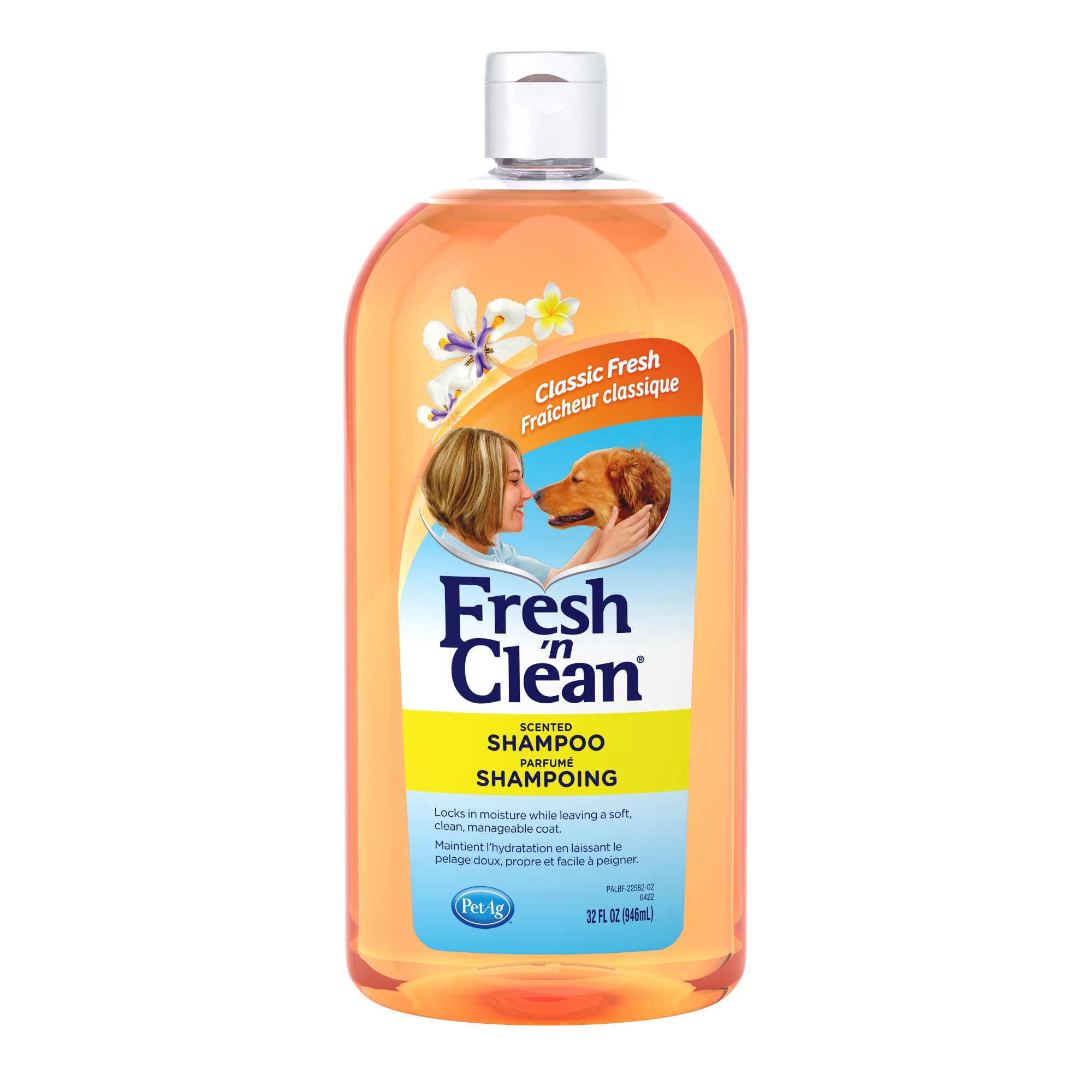PetAg Fresh ’n Clean champú para perros sin jabón, limpieza suave.