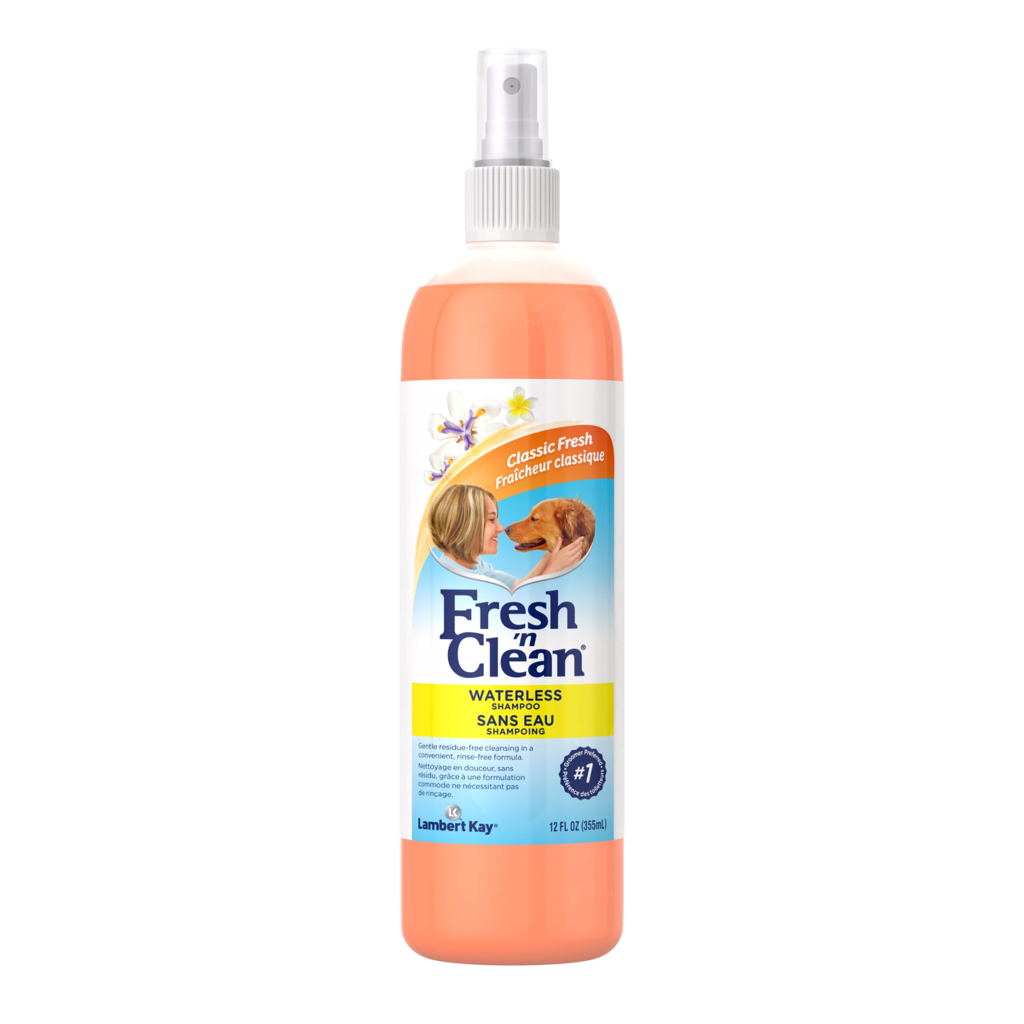 PetAg Fresh ’n Clean champú sin enjuague, botella de 12 oz, limpieza rápida.