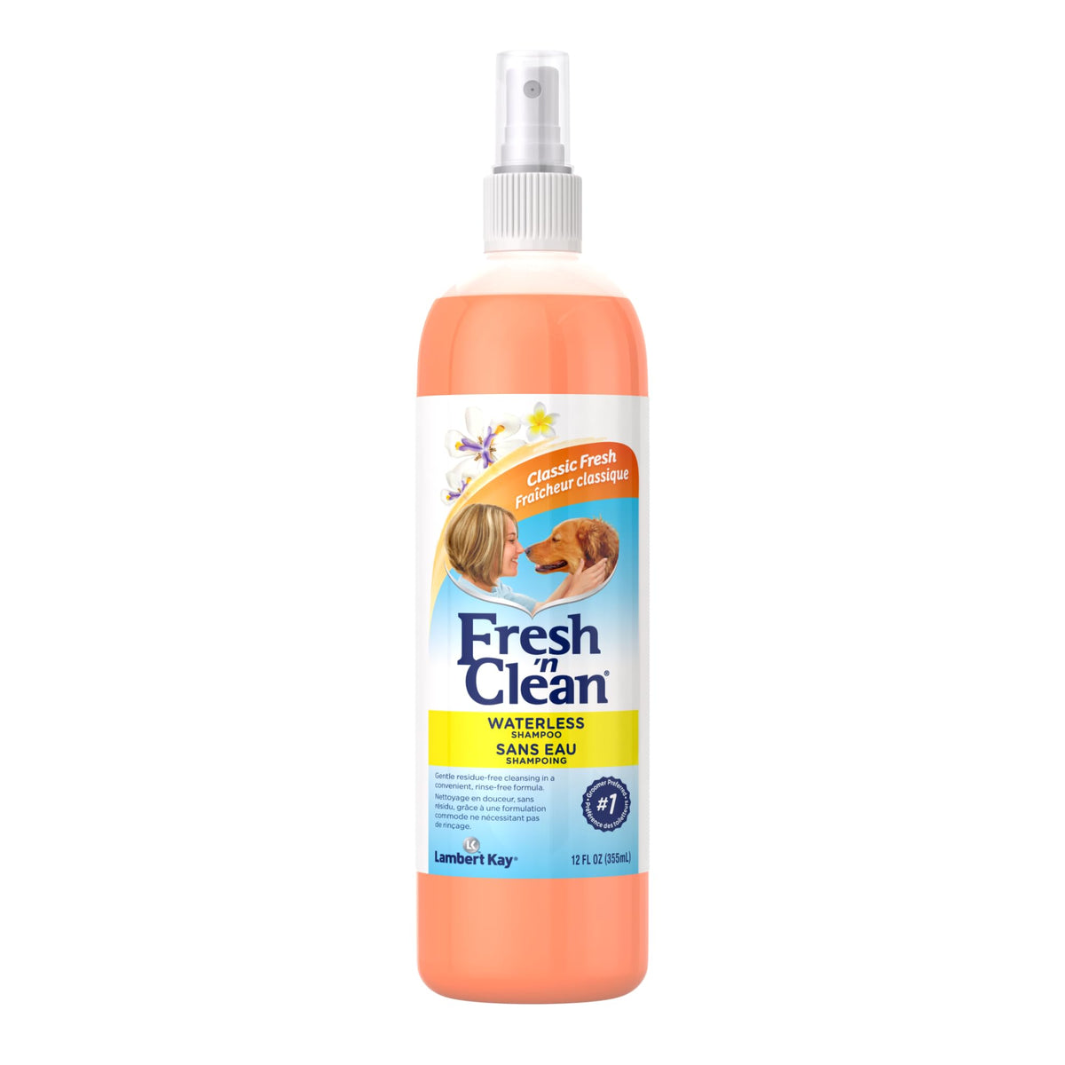 PetAg Fresh ’n Clean champú sin enjuague, botella de 12 oz, limpieza rápida.