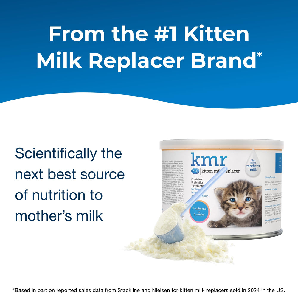 PetAg KMR mezcla facil, ideal para alimentar gatitos pequeños.