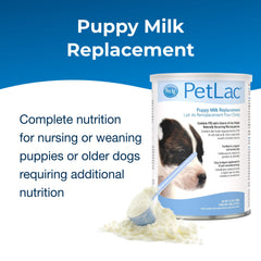 PetLac, envase de 10.5 onzas, conveniencia para alimentar cachorros.