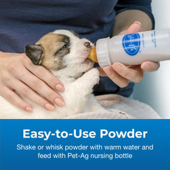 PetLac mezcla con agua tibia para leche suave y digestible.