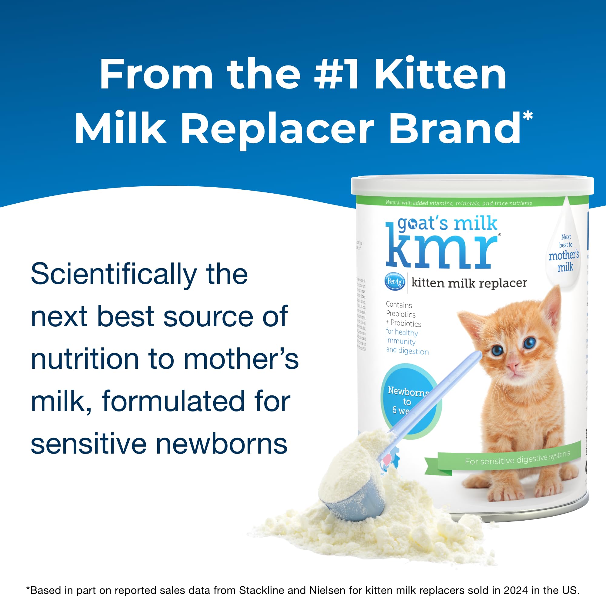 PetAg Prebióticos y Probióticos KMR, polvo para gatitos, favorece digestión y salud inmunitaria