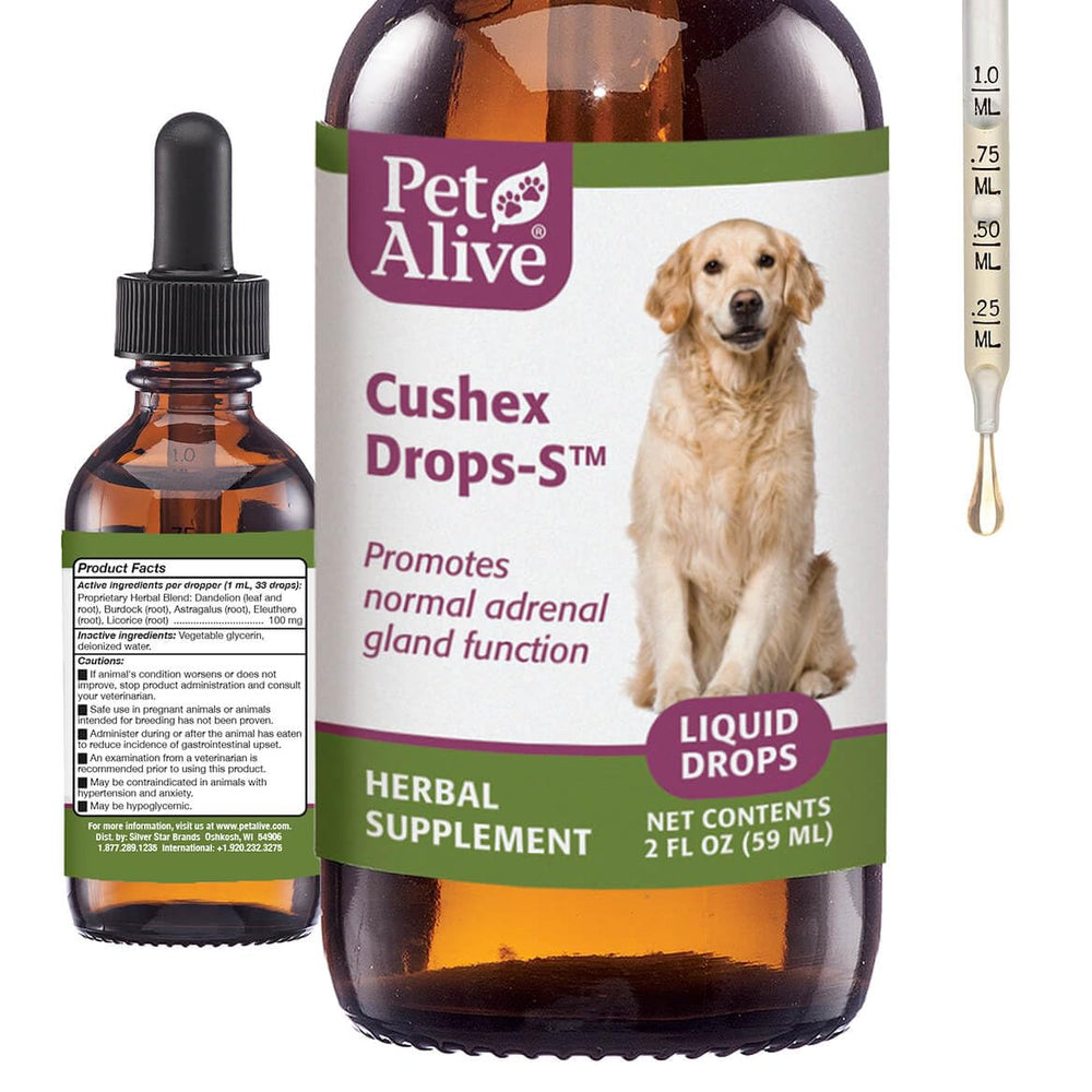 PetAlive Cushex Drops-S botella de 59 ml para equilibrio hormonal en mascotas