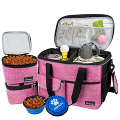 PetAmi bolsa de viaje para perro en rosa, organización de accesorios para salidas.
