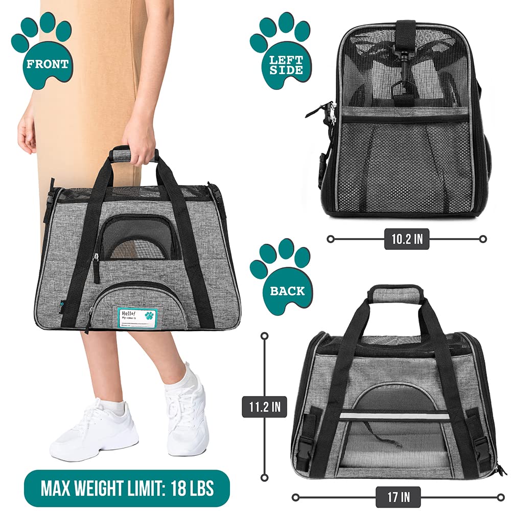 PetAmi Carrier muestra cama sherpa removible para descansar cómodamente.