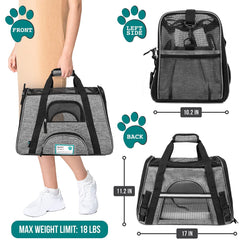 PetAmi Carrier muestra cama sherpa removible para descansar cómodamente.