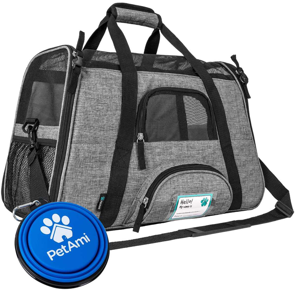 PetAmi Carrier con malla ventilada para flujo de aire óptimo durante el viaje.