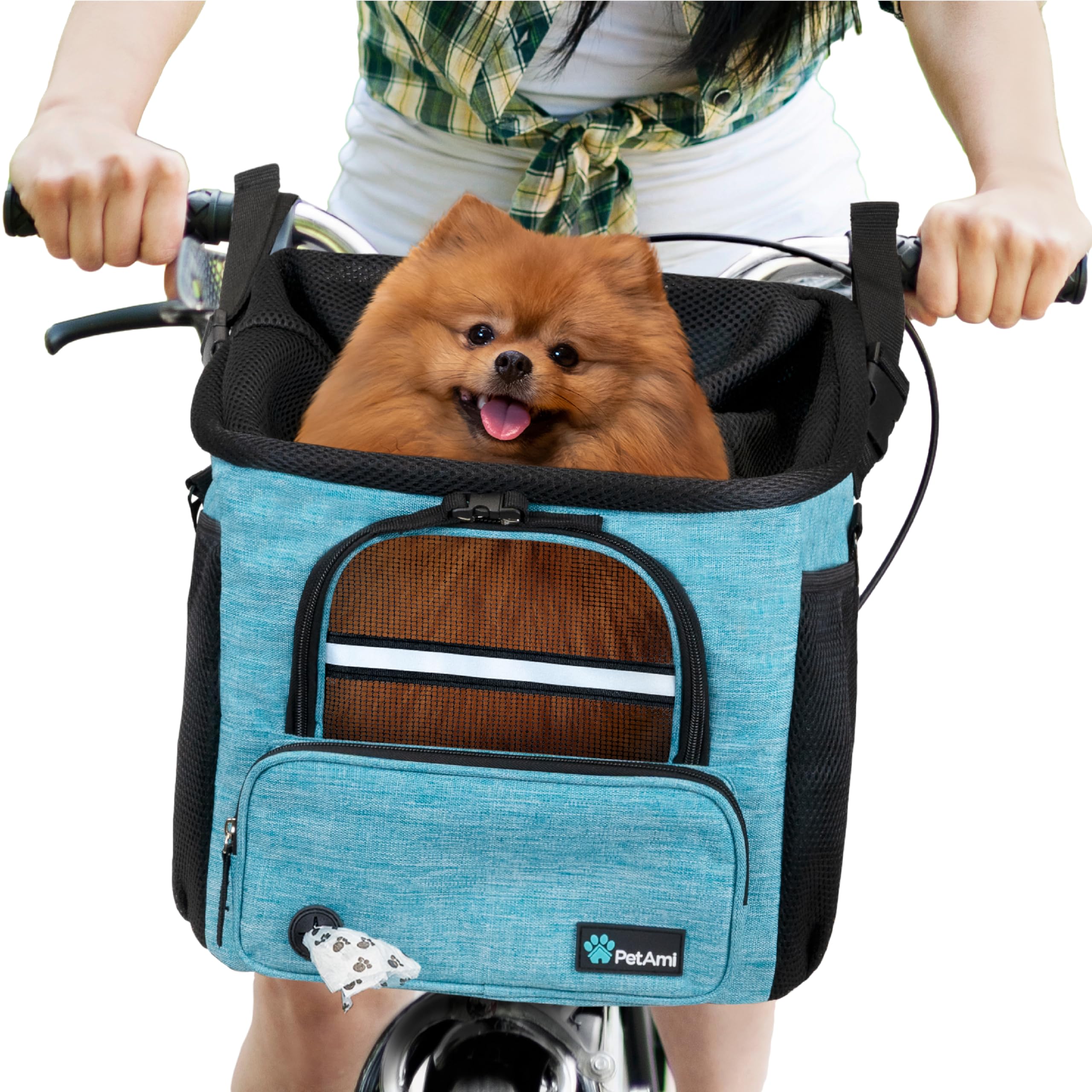 PetAmi cesta para perro en bici delantera, ideal para paseos seguros
