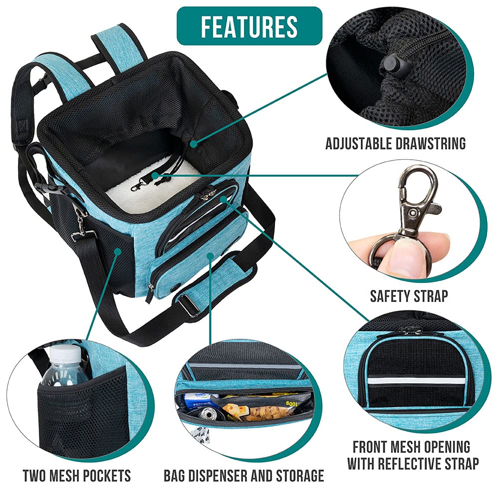 PetAmi cesta-mascota bici plegable con bolsillos, almacenamiento práctico