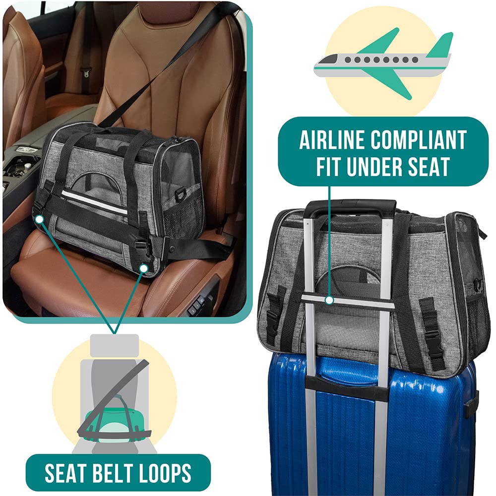 PetAmi Carrier con correa removible para transporte cómodo.