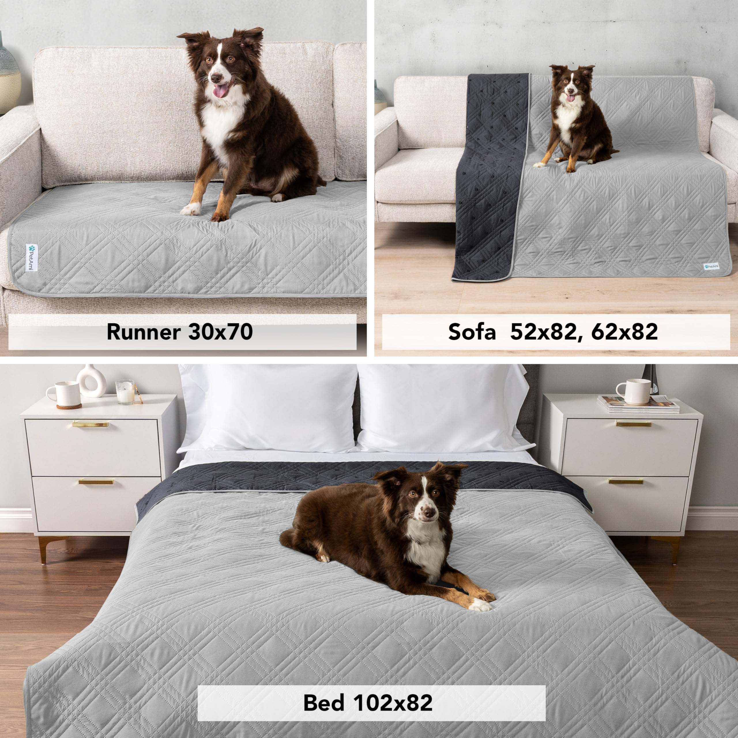 PetAmi cubierta ajustable para cama y sofá se adapta a muebles.