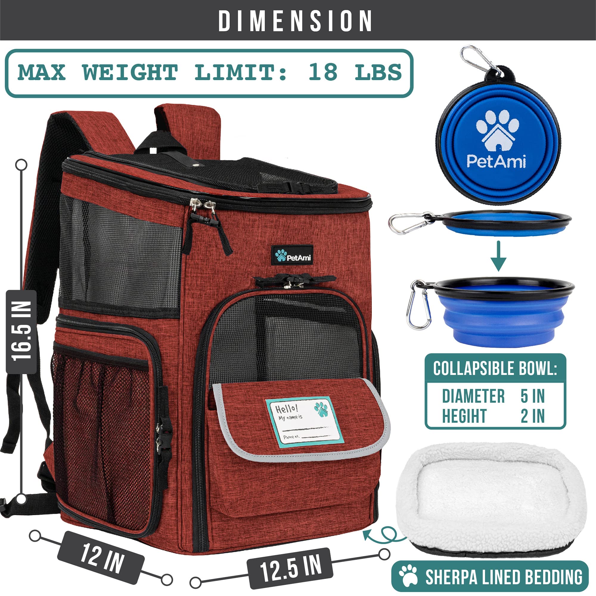 PetAmi mochila para senderismo y camping, perfecta para explorar.