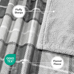 PetAmi manta de doble capa con cuadros gris claro para protección y calidez.