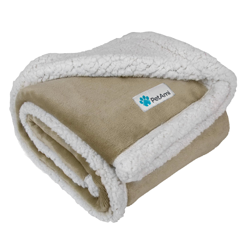 PetAmi manta para perro mediano con sherpa suave, ideal para confort en casa.