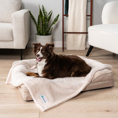 PetAmi manta para perros beige 29x40 reverso sherpa para calor suave.