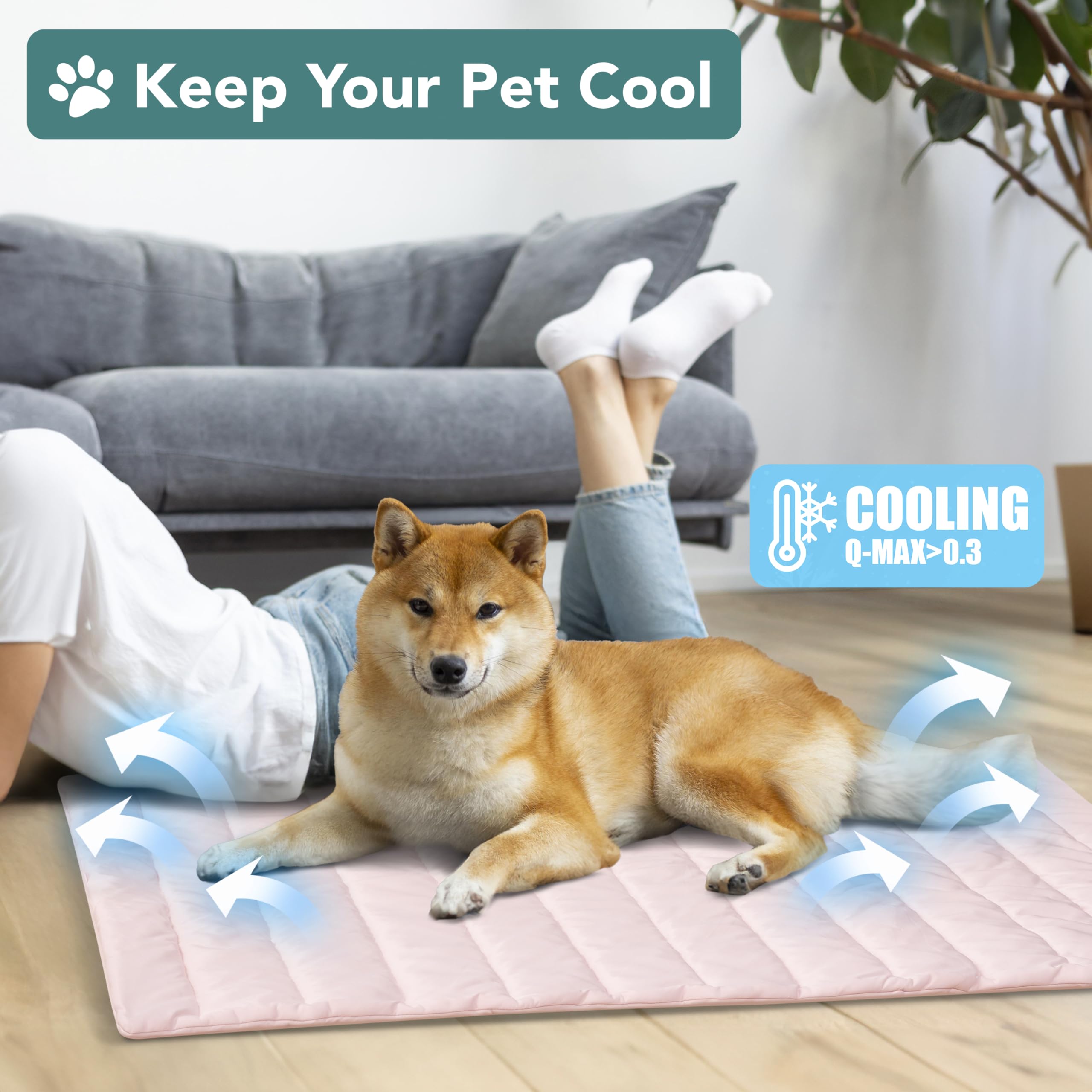 PetAmi manta refrigerante para perro jaula rosa protege muebles