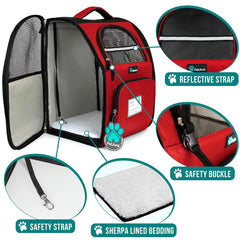 PetAmi Mochila Porta Perro con correa de seguridad para evitar escapes.