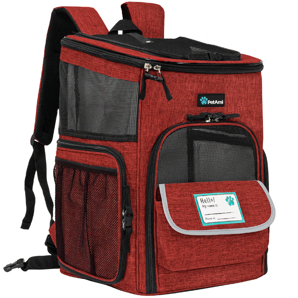 PetAmi Mochila porta mascotas ventilada frontal, ideal para paseos seguros.
