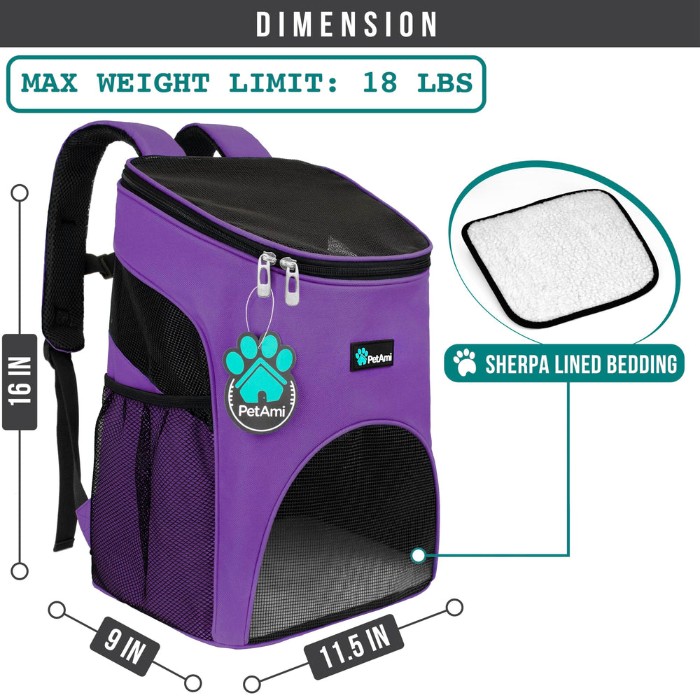 PetAmi Mochila portabebés cama sherpa removible para descansar