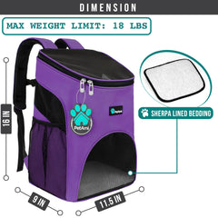 PetAmi Mochila portabebés cama sherpa removible para descansar