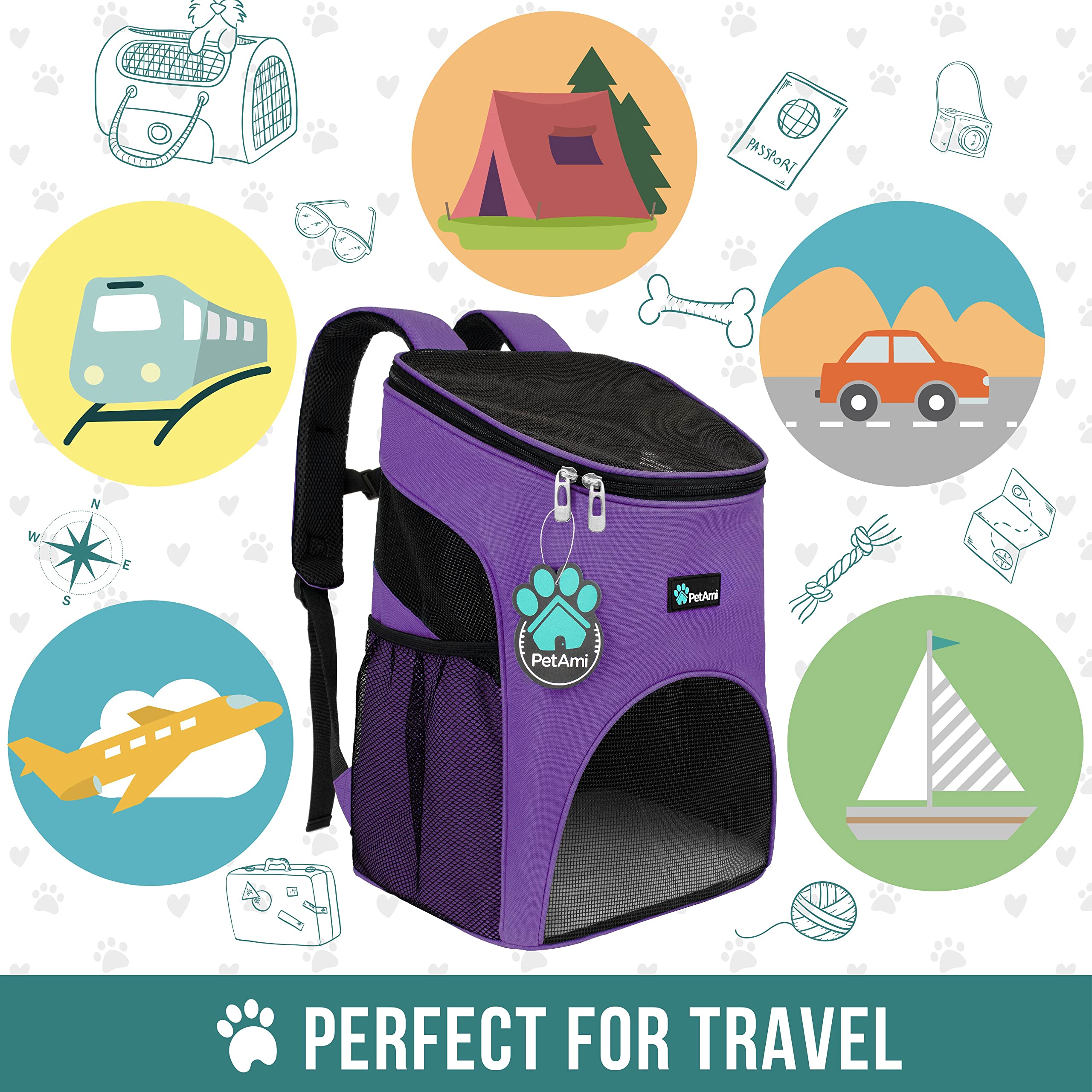 PetAmi Mochila portabebés para mascotas pequeñas durante viaje