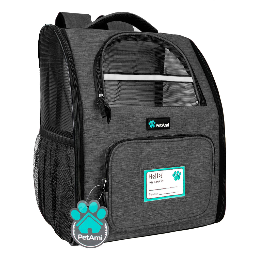 Mochila PetAmi portabebés ventilada para mascotas, ideal para paseos.