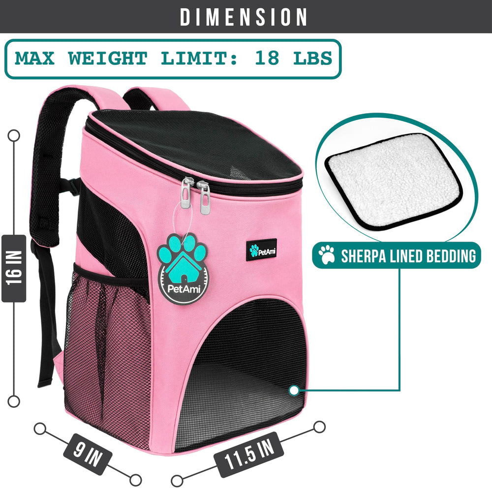 PetAmi mochila portamascotas de 18 libras, ideal para viajes y paseos cortos.