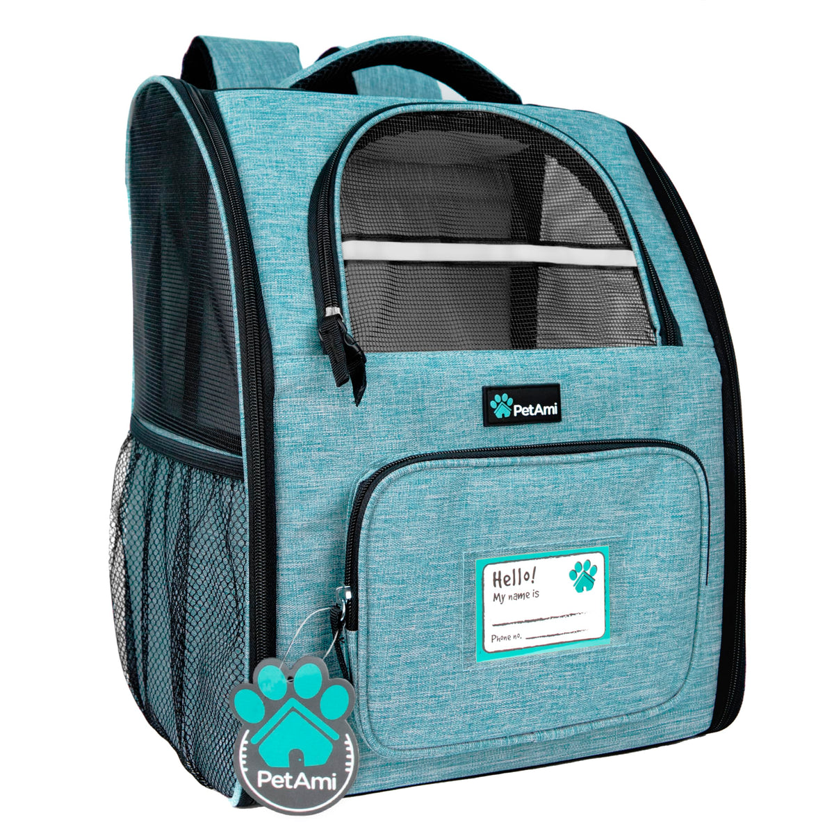 PetAmi Mochila Portaperro ventilada ofrece espacio cómodo para mascotas pequeñas.
