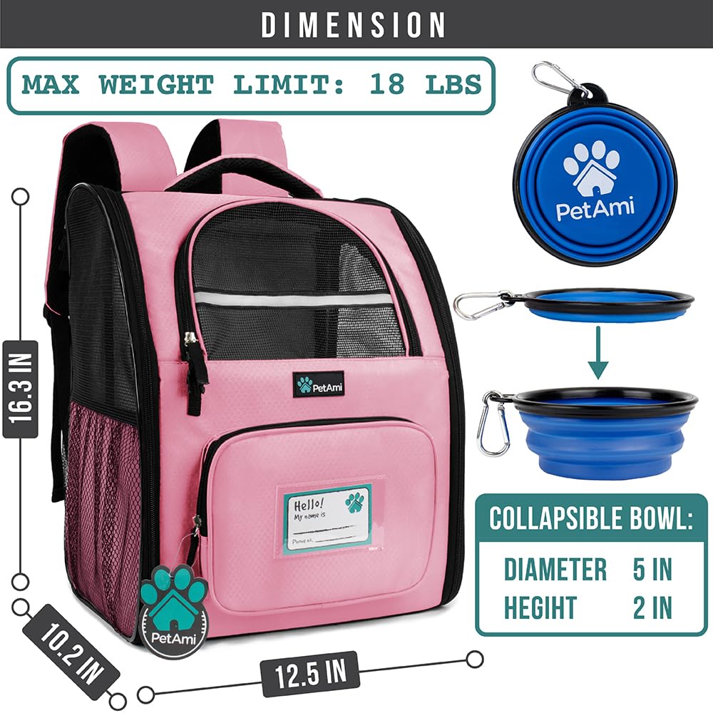 PetAmi Mochila ventilada con malla para mejor flujo de aire y visibilidad
